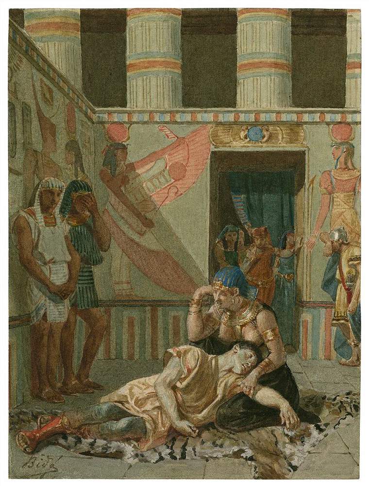 Cleopatra holds Antony as he dies in her arms